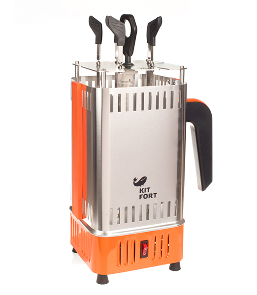 Шашлычница электрическая Kitfort KT-1403 оранжевый/серебристый