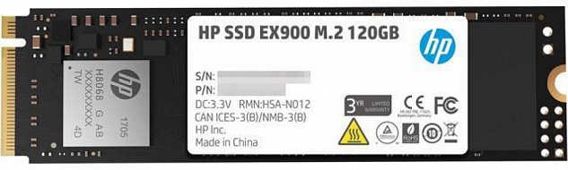 Твердотельный накопитель HP  EX900, 120Gb,  PCI-E x4 