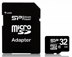 Карта памяти SILICON POWER  SP032GBSTH010V10, 32Gb,  MicroSDHC,  Class 10 