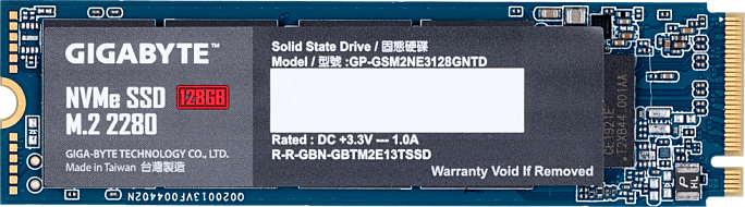 Твердотельный накопитель GIGABYTE NVMe GP-GSM2NE3128GNTD, 128Gb,  PCI-E x4 