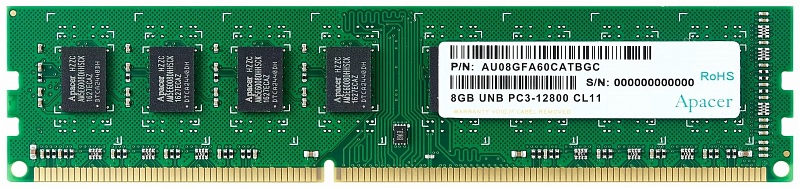 Оперативная память Apacer  AU08GFA60CATBGC,  DIMM,  DDR3,  1600 МГц 