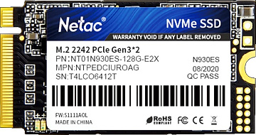 Твердотельный накопитель Netac  NT01N930ES-128G-E2X, 128Gb,  PCI-E x2 