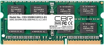 Оперативная память CBR  CD3-US08G16M11-01,  SO-DIMM,  DDR3,  1600 МГц 