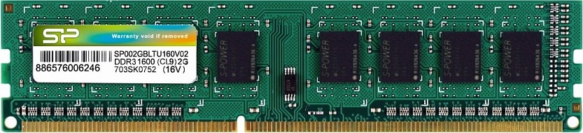 Оперативная память SILICON POWER  SP002GBLTU160V02, 2Gb,  DIMM,  DDR3,  1600 МГц 