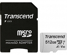 Карта памяти TRANSCEND  TS512GUSD300S-A,  MicroSDXC,  Class 10 