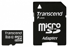 Карта памяти TRANSCEND  TS8GUSDCU1, 8Gb,  MicroSDHC,  Class 10 