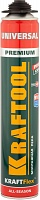 Пена PREMIUM PRO профессиональная, KRAFTOOL 41182, монтажная, пистолетная, всесезонная, 750мл