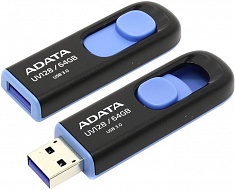 Флеш накопитель 64GB A-DATA UV128, USB 3.0, черный/синий, 64Gb,  USB 3.0