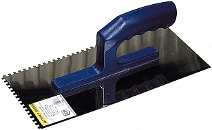 Гладилка ЗУБР нержавеющая с пластиковой ручкой, зубчатая, 4х4мм